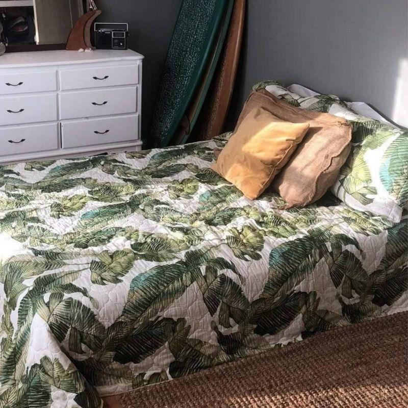 Tommy Bahama Fiesta Palms Green Cotton Reversible Quilt Set