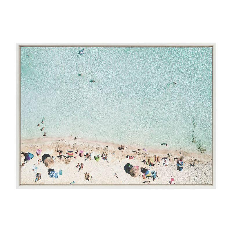 Turquoise Beach Aerial View Framed Canvas Wall Art