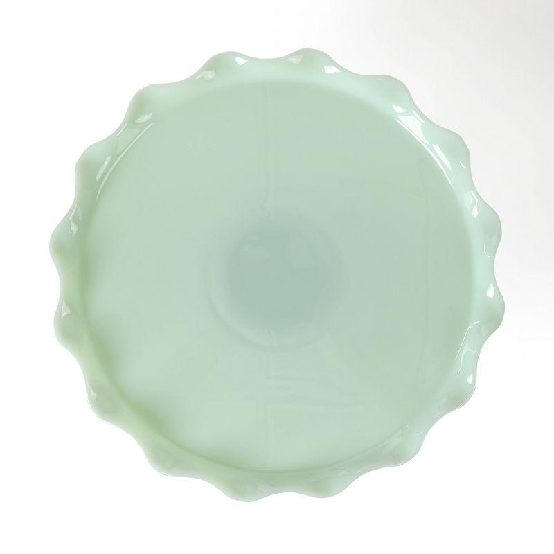 Martha Stewart Highbrook 11" Handmade Jadeite Glass Cake Stand - Ruffle Trim