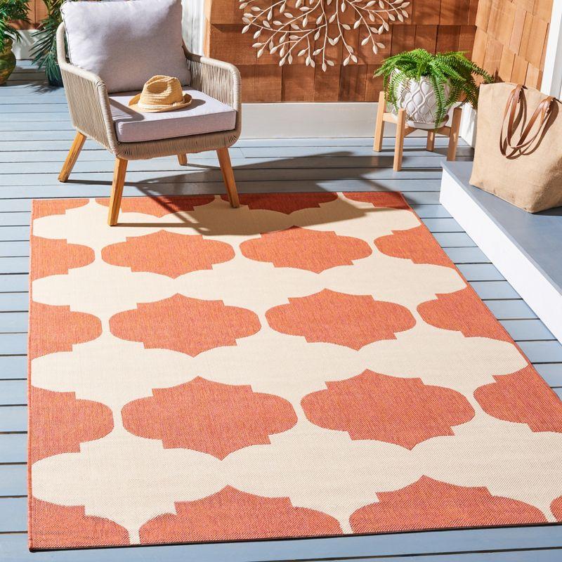 Courtyard CY6162 Power Loomed Indoor and Outdoor Area Rug - Beige/Terracotta - 5'3"x5'3" - Safavieh