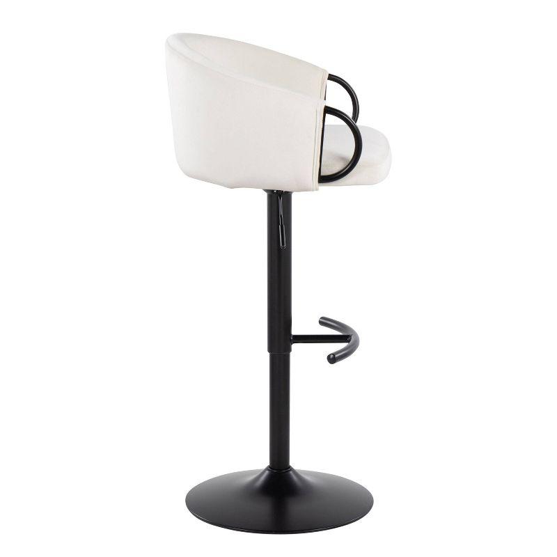 LumiSource Claire Contemporary Adjustable Barstool With Swivel In Black Metal And Black Velvet With Rounded T Footrest By Lumisource - Set Of 2 | Wayfair