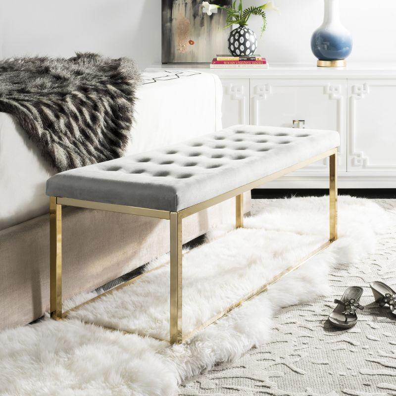 Reynolds Bench - FOX6225 - Grey/Brass - Safavieh Couture