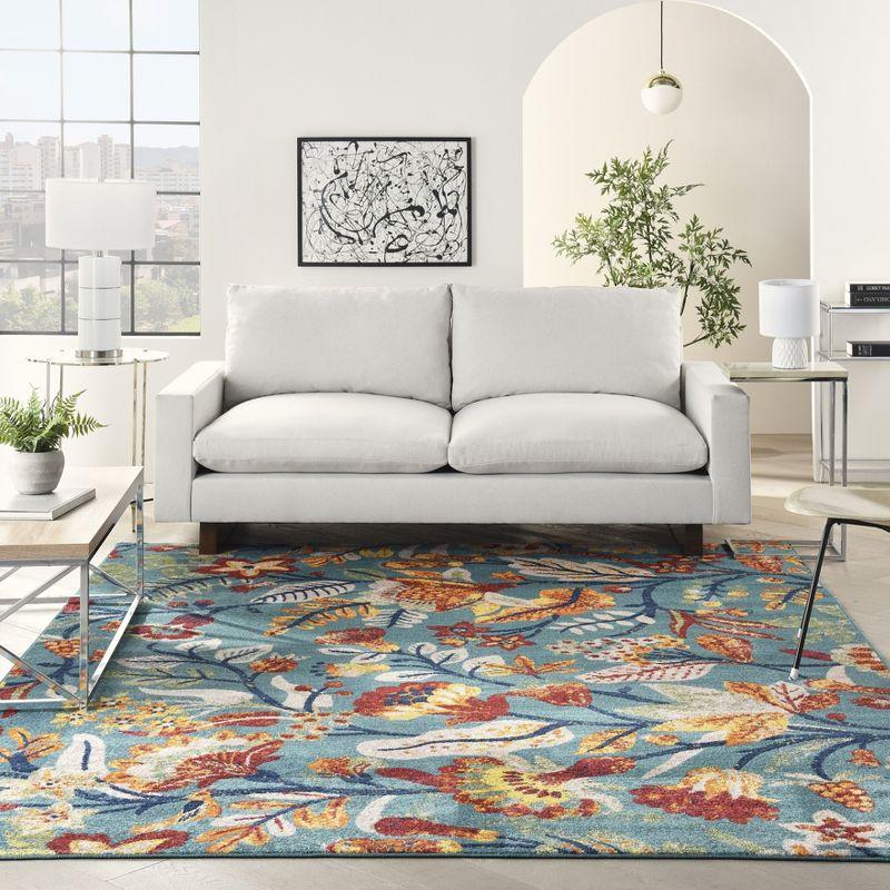 Nourison Allur Botanical Indoor Area Rug Turquoise Multicolor 7'10" x 9'10"