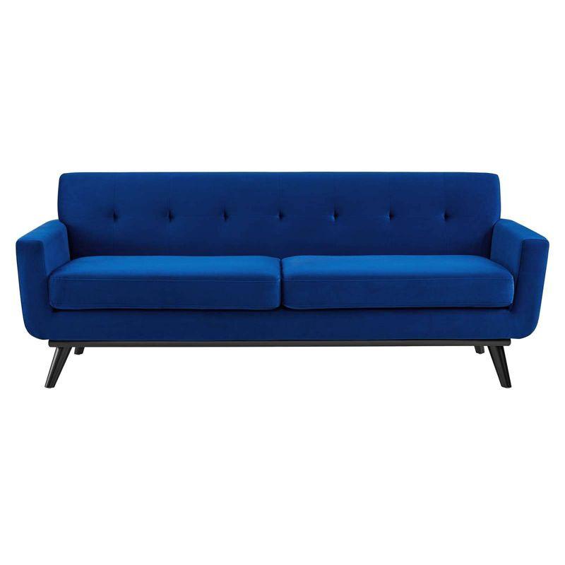 Modway Engage Performance Velvet Sofa Navy: Plush Seating, 3-Person, Tufted Back, Plywood Frame