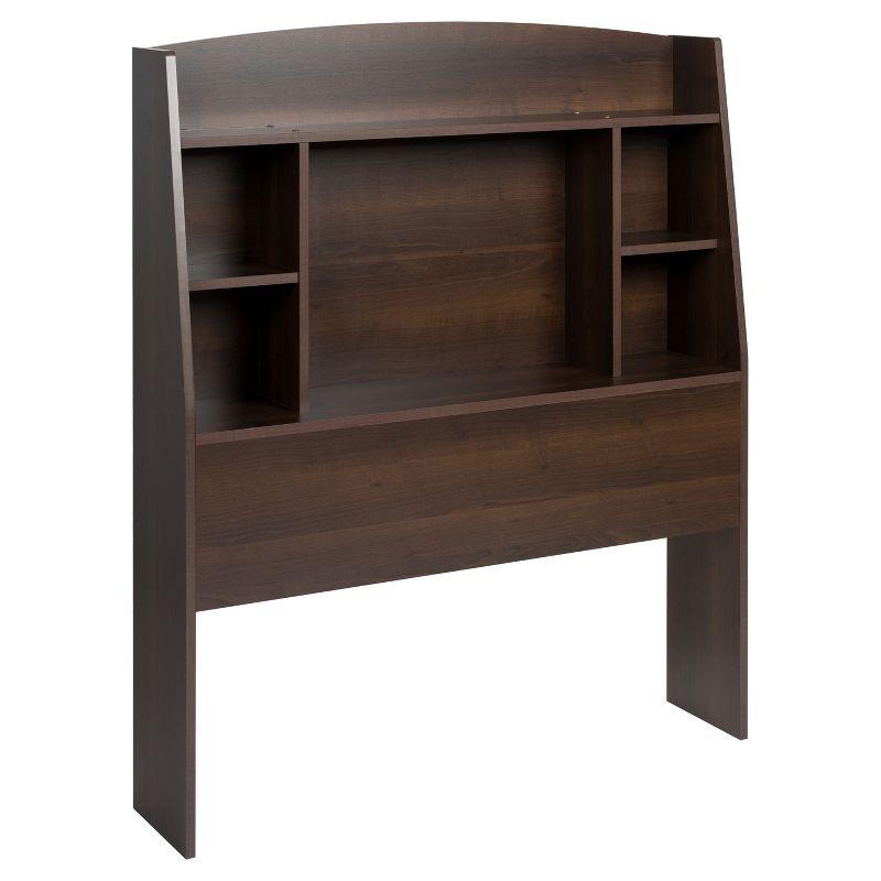 Espresso Twin Wood Bookcase Headboard with Storage