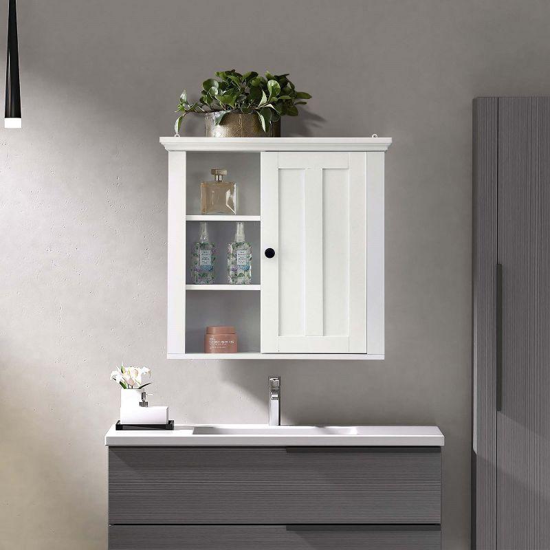 LuxenHome White MDF Wood Bathroom Wall Storage Cabinet