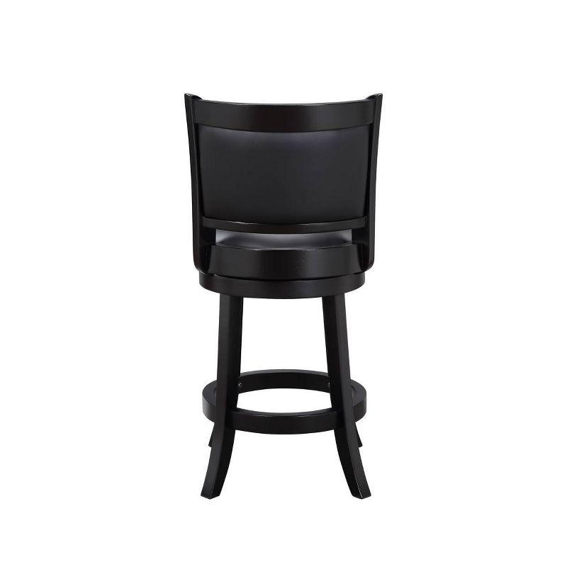 Elegant Augusta 24" Black Leather Swivel Counter Stool