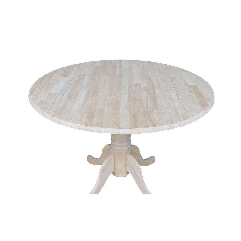 42" Mason Round Dual Dining Table Unfinished - International Concepts: Parawood, Drop Leaves