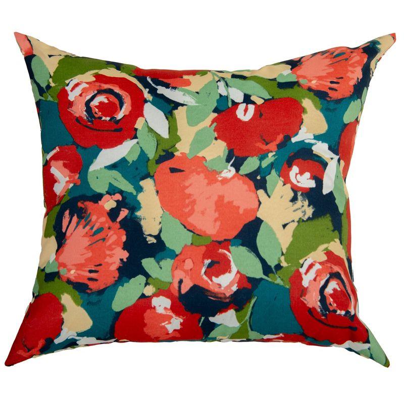 22"x22" Multicolor Floral Canvas Indoor/Outdoor Throw Pillow