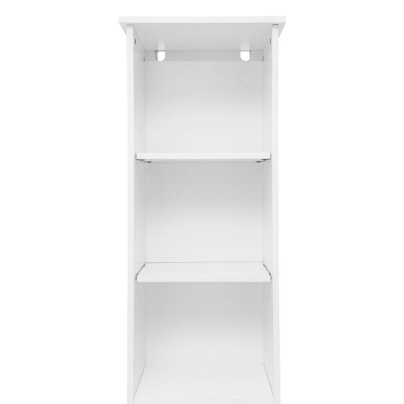 Flash Furniture Vega Freestanding Narrow Bathroom Linen Tower Storage Cabinet Organizer with Door, In-Cabinet Adjustable Shelf, and Upper Open Shelves