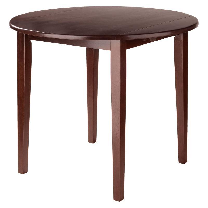 Winsome 36" Clayton Round Drop Leaf Dining Table Walnut: Hardwood Frame, Seats 4, Modern Style