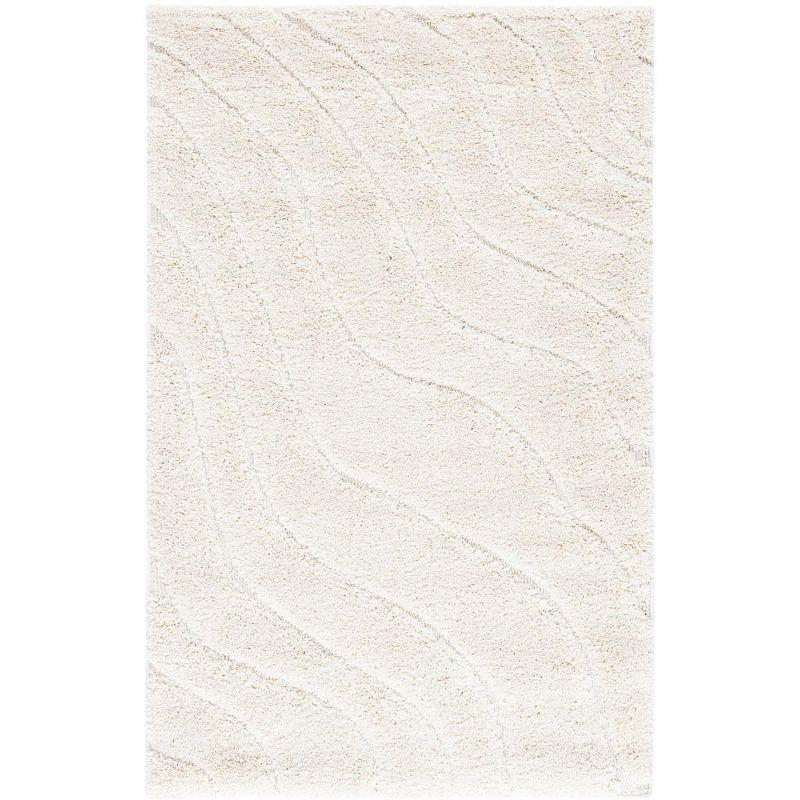 Off-White Tufted Handmade Shag Area Rug