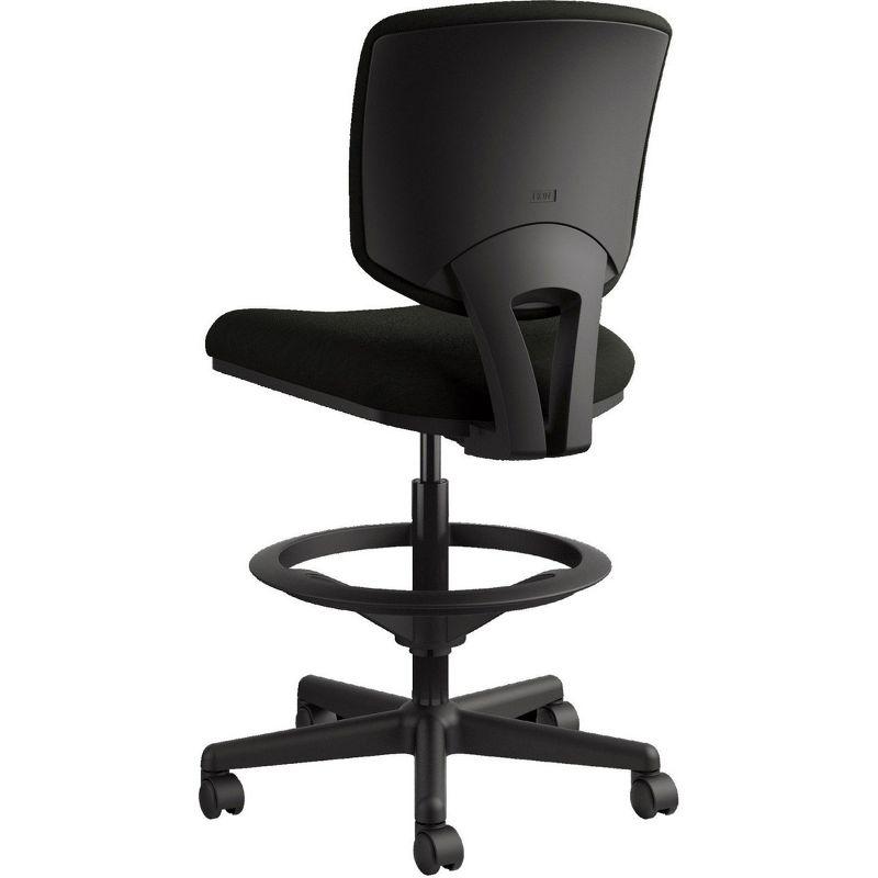 Black Leather Adjustable Task Stool with Casters