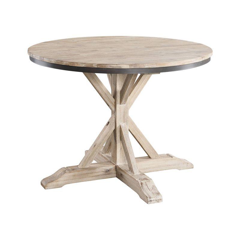 Keaton Rustic Natural Wood Round Dining Table Set with 4 Chairs