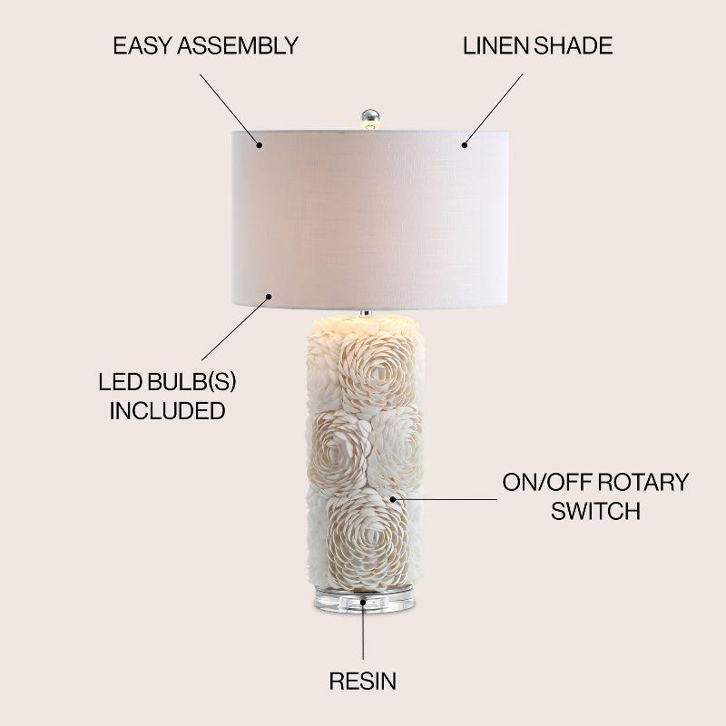 JONATHAN Y Rosette 28.5" Seashell/Resin/Crystal LED Table Lamp, Cream