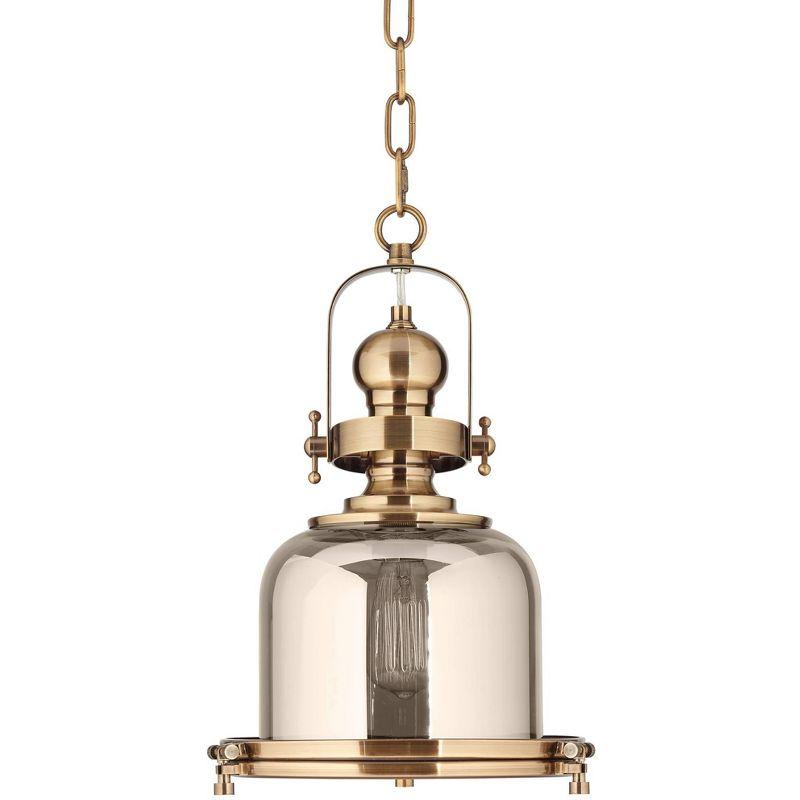Possini Euro Design Elida Brass Mini Pendant Light 11" Wide Modern Chrome Glass Bell Jar Shade for Dining Room House Foyer Kitchen Island Entryway