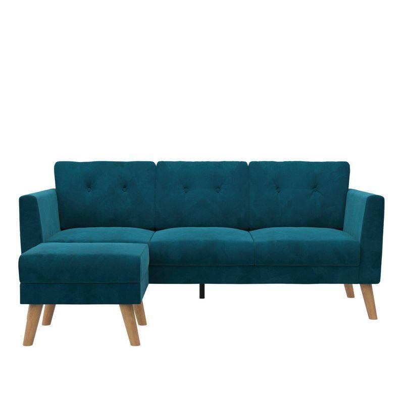 Gloria 75.5'' Wide Velvet Reversible Sofa & Chaise with Ottoman