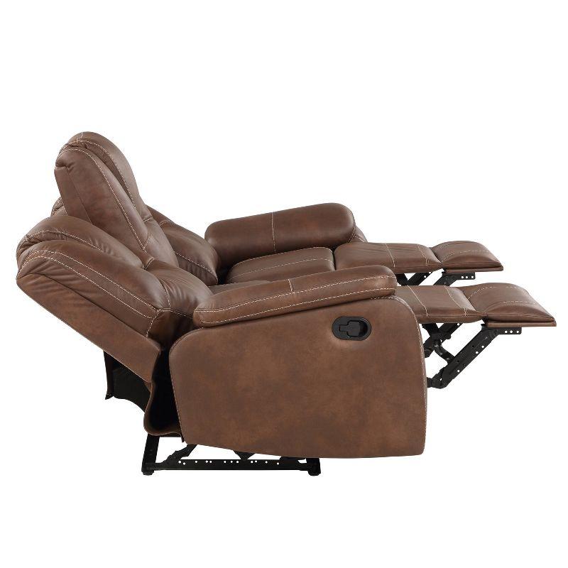 Katrine Manual Side Lever Recliner Sofa Brown - Steve Silver Co.: Luxurious Faux-Leather, Padded Armrests