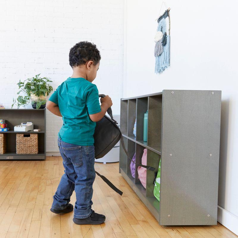 ECR4Kids 8-Compartment Mobile Backpack Storage Cabinet, Grey Wash