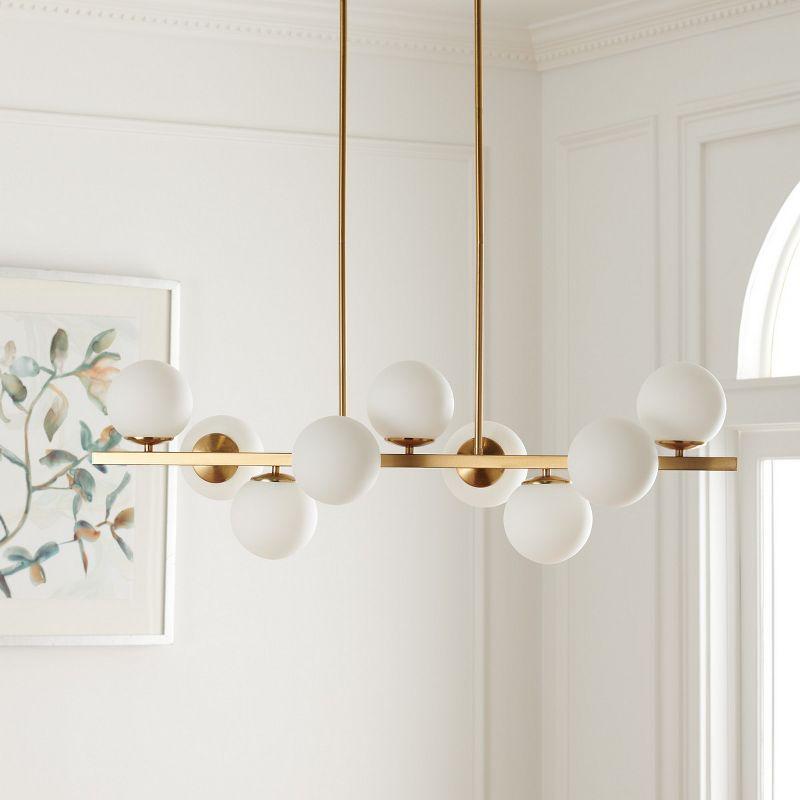 Imara Antique Gold 9-Light Chandelier with White Globe Shades