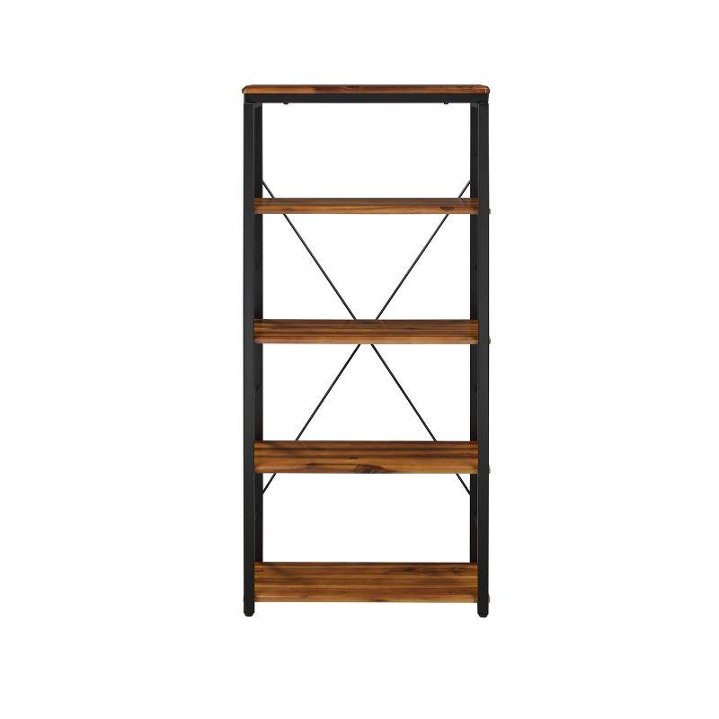 Jurgen Oak and Black Industrial Etagere Bookcase