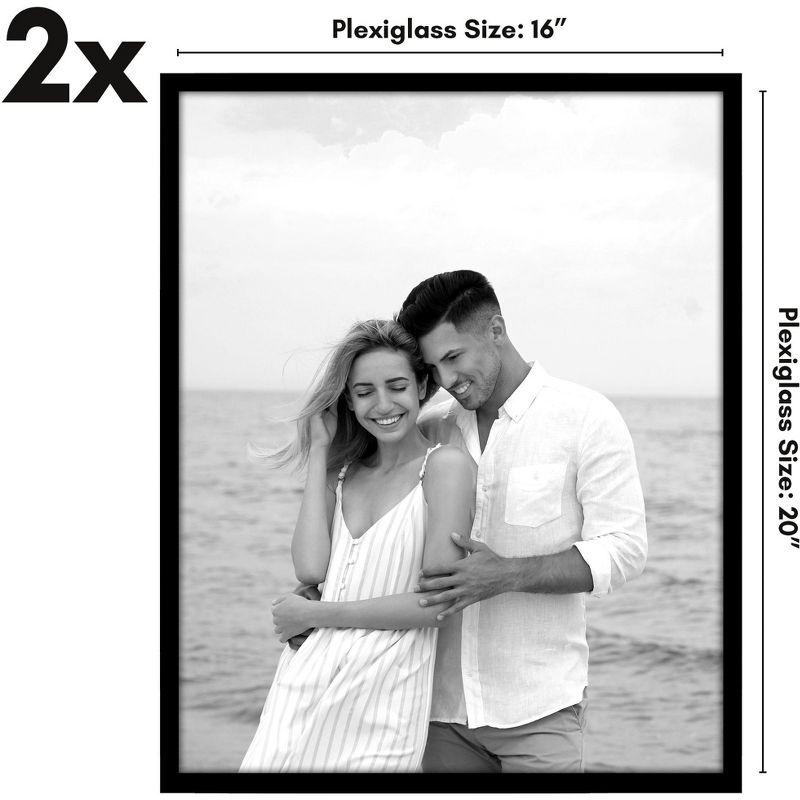 Americanflat 16x20 Poster Frame with Polished Plexiglass - Streamline Collection - Thin Border Picture Frame for Wall Display - Black