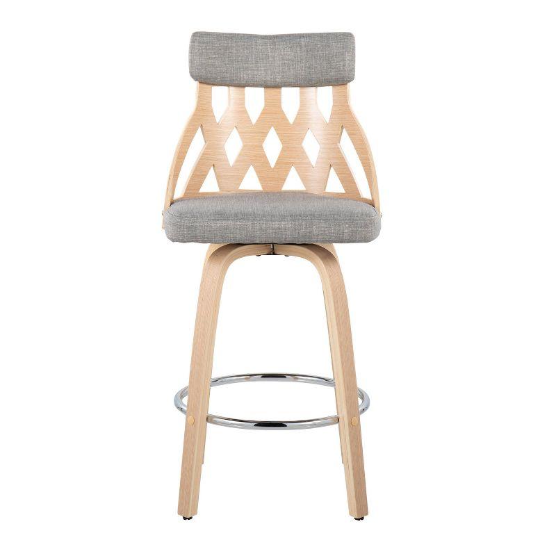 LumiSource York Upholstered Counter Height Barstool Light Gray/Natural
