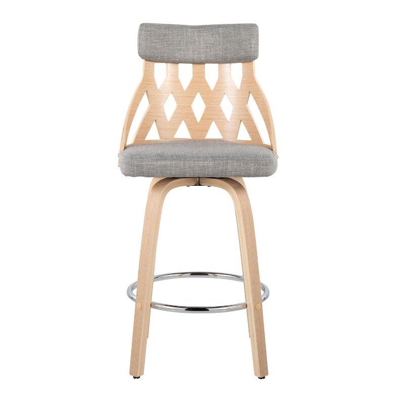 Natural Wood and Light Grey Swivel Counter Stool