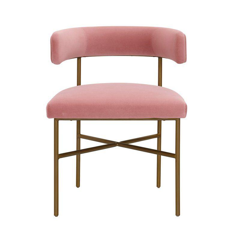 TOV Furniture Kim 19.7" Transitional Velvet Dining Chair in Pink/Gold