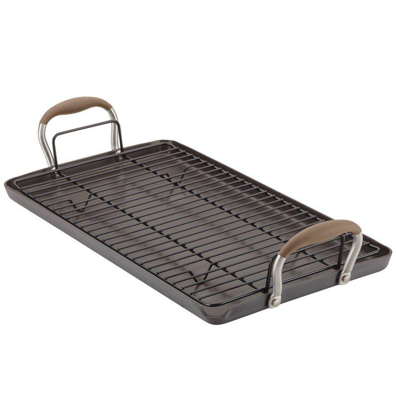 Anolon Advanced Home 10"x18" Double Burner Griddle Bronze: Nonstick, Hard Anodized, Oven-Safe, Silicone Handle