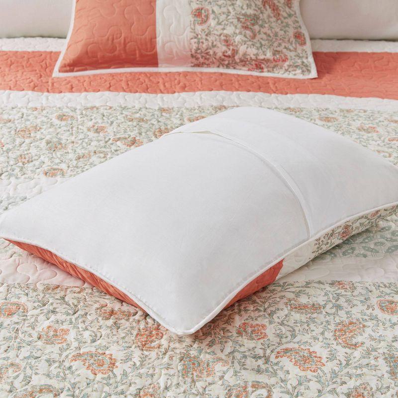 Coral Cotton King Reversible Paisley Quilt Set