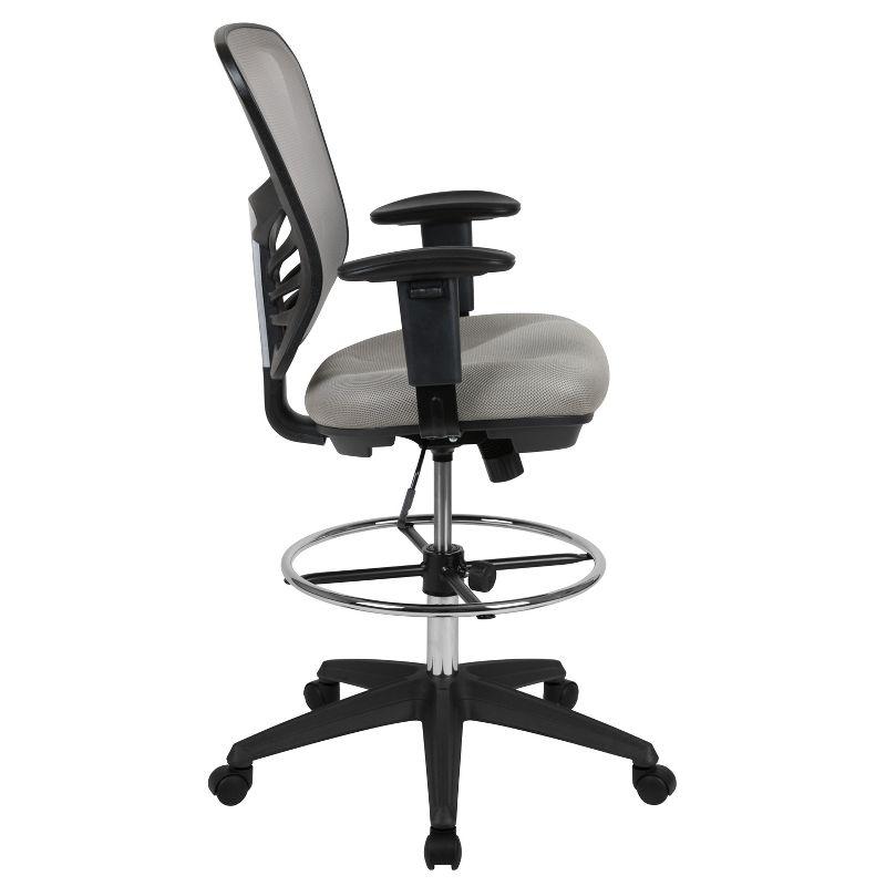 Flash Furniture Mid-Back Mesh Ergonomic Drafting Chair with Adjustable Chrome Foot Ring, Adjustable Arms