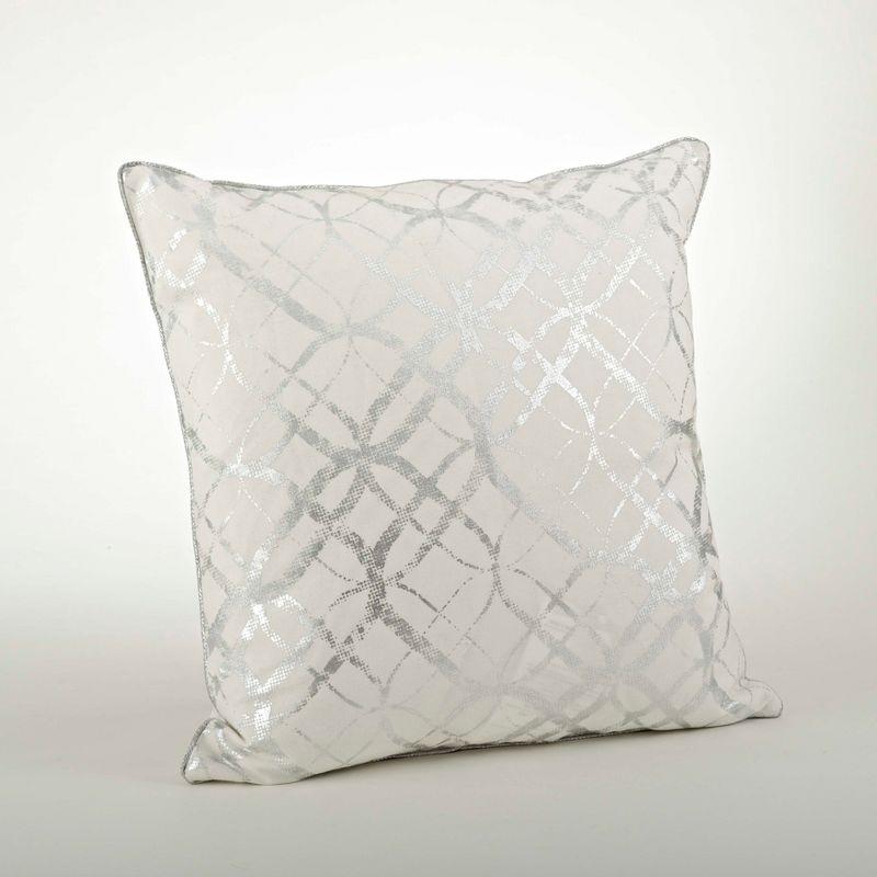 Saro Lifestyle Metallic Foil Print Throw Down Filled Pillow, 20", Silver