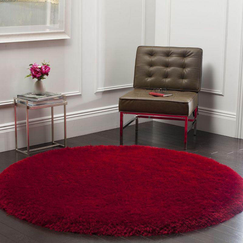 Luxe Shag SGX160 Hand Tufted Indoor Area Rug - Red - 8' Round - Safavieh