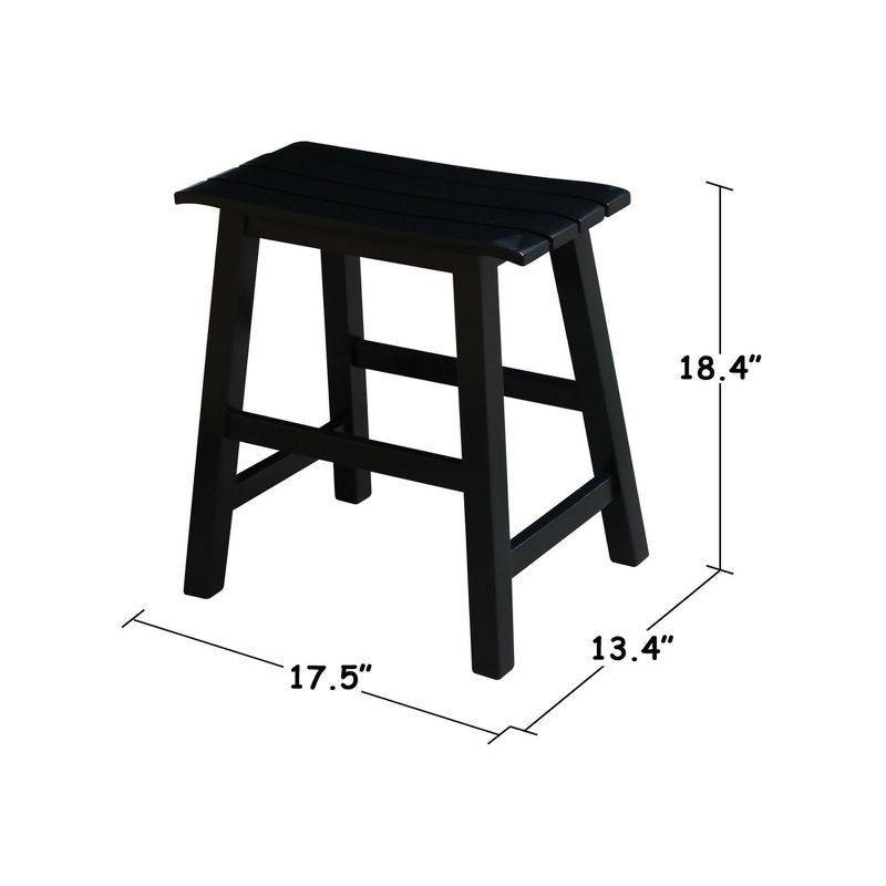 18" Slat Seat Counter Height Barstool Black - International Concepts: Rubberwood, Backless
