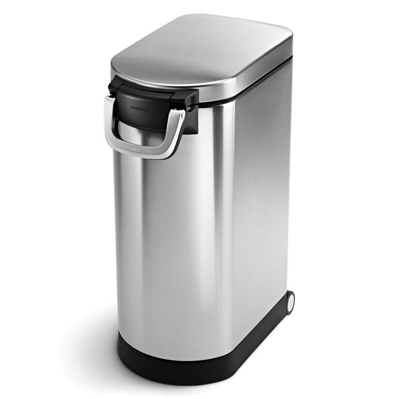 simplehuman Pet Food Storage Container Stainless Steel for Dog Food, Cat Food, and Bird Feed