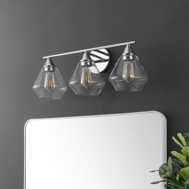 Chic Black and Chrome 24" Geometric Wall Sconce with Clear Glass Shades