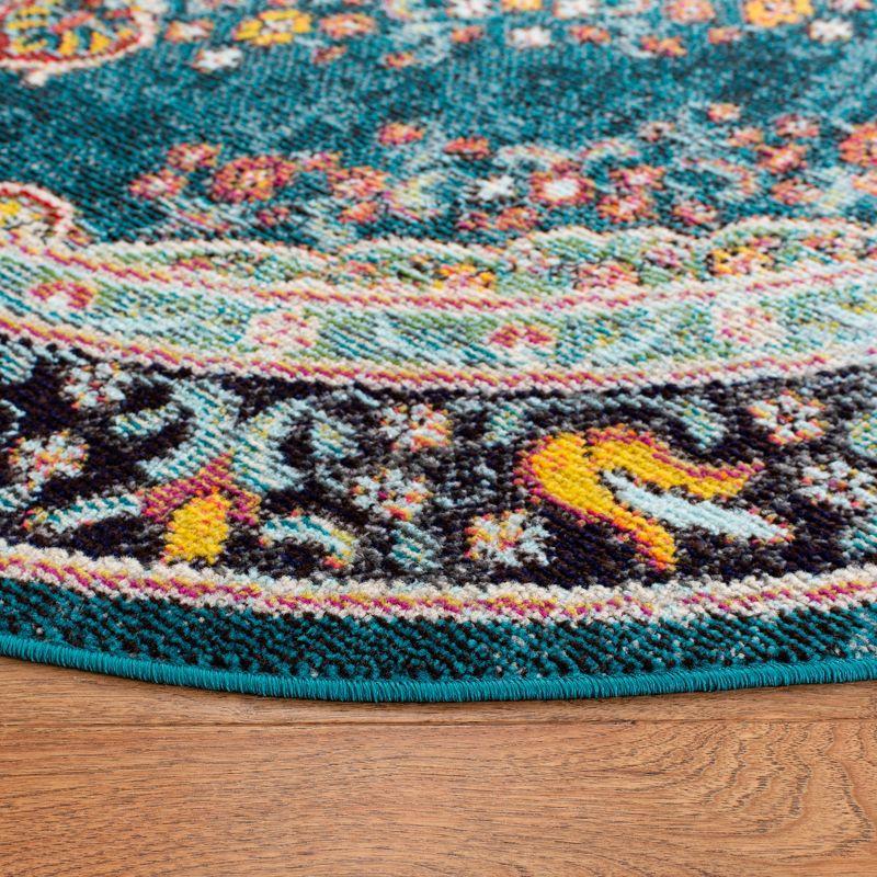Madison 200 MAD252 Power Loomed Indoor Area Rug - Navy/Turquoise - 6'7" Round - Safavieh
