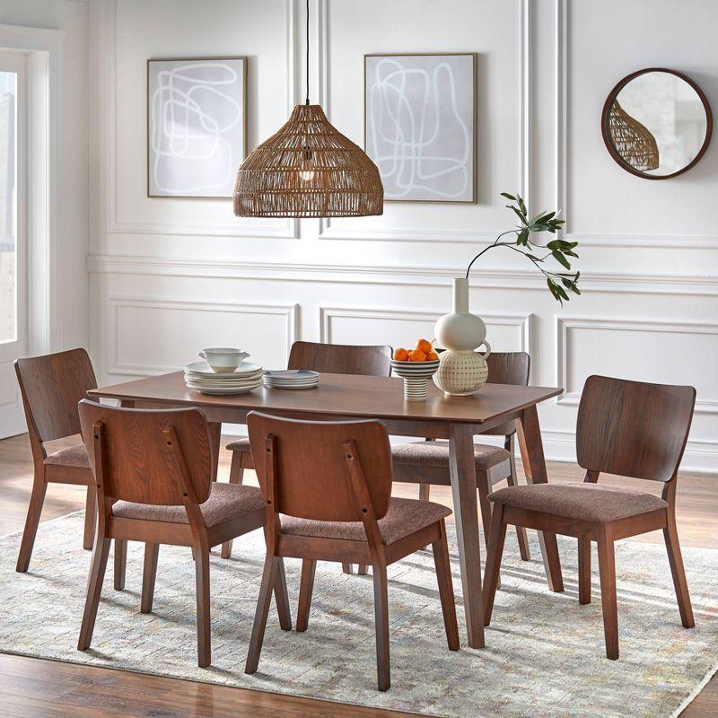 Bernard Walnut 7-Piece Mid-Century Dining Set with Upholstered Seats