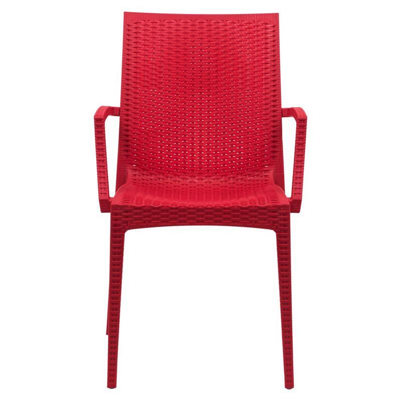 LeisureMod Mace Modern Dining Arm Chair for Indoor and Outdoor Home, Set of 2 in Red