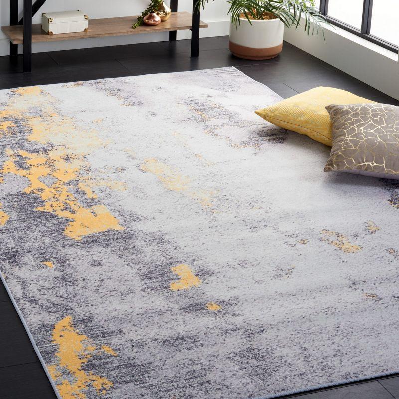 Tacoma Grey Abstract 6' x 9' Machine Washable Area Rug