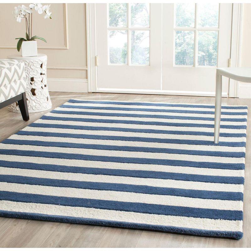 Ivory and Navy Hand-Tufted Wool Area Rug