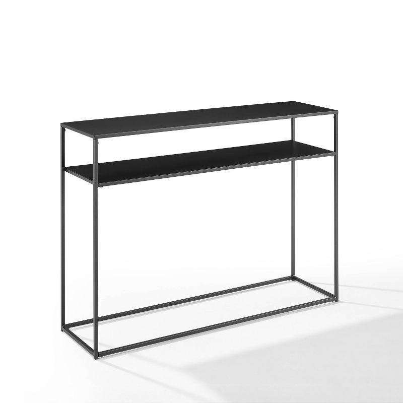 Braxton Console Table Matte Black - Crosley: Slim Steel Sofa Table, Industrial Modern Style, Open Shelf