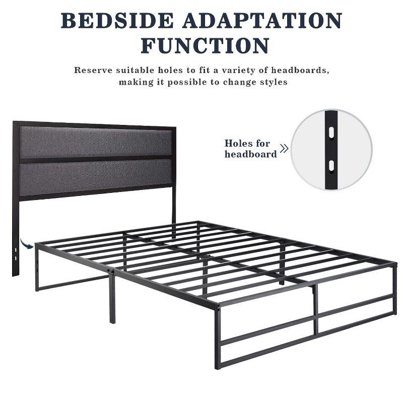 Allewie King Size Platform Bed Frame/Heavy Duty Bed Frame with 14" Clearance Storage/Strong Metal Slats Support/Noise Free/No Box Spring Needed/Black