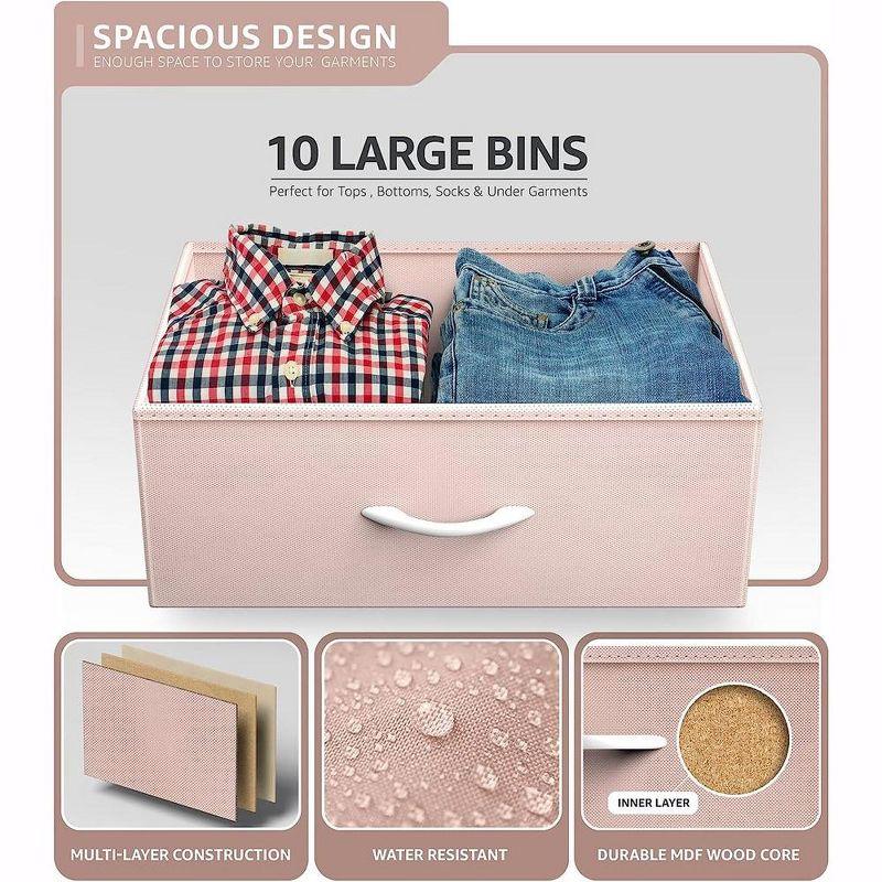 Sorbus Dresser with 10 Drawers - Storage Unit Organizer Chest for Clothes - Bedroom, Room, Nursery, & Closet (Pink)