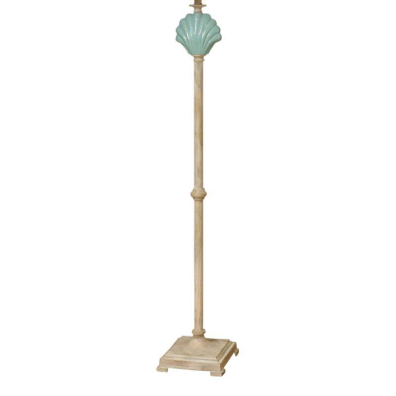 65" Seashell Ceramic Floor Lamp Beige/Blue - StyleCraft: UL Listed, Linen Shade, Adjustable Head Tilt