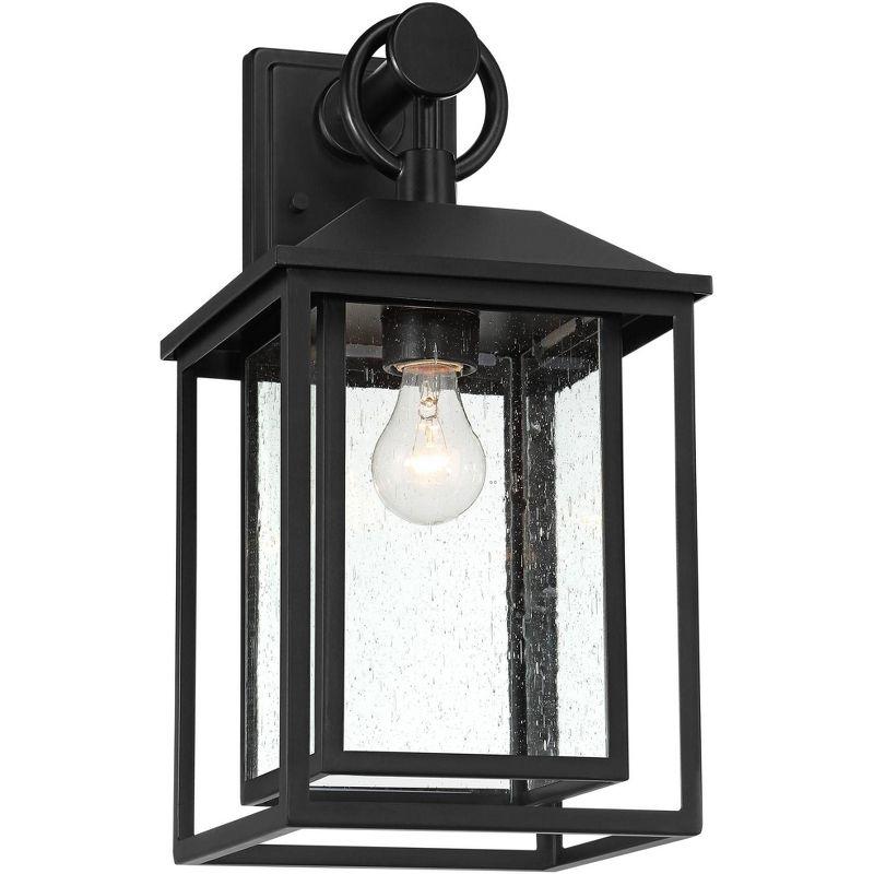 John Timberland Califa Mission Outdoor Wall Light Fixture Black Metal 18" Clear Seedy Glass for Post Exterior Barn Deck House Porch Yard Patio Home