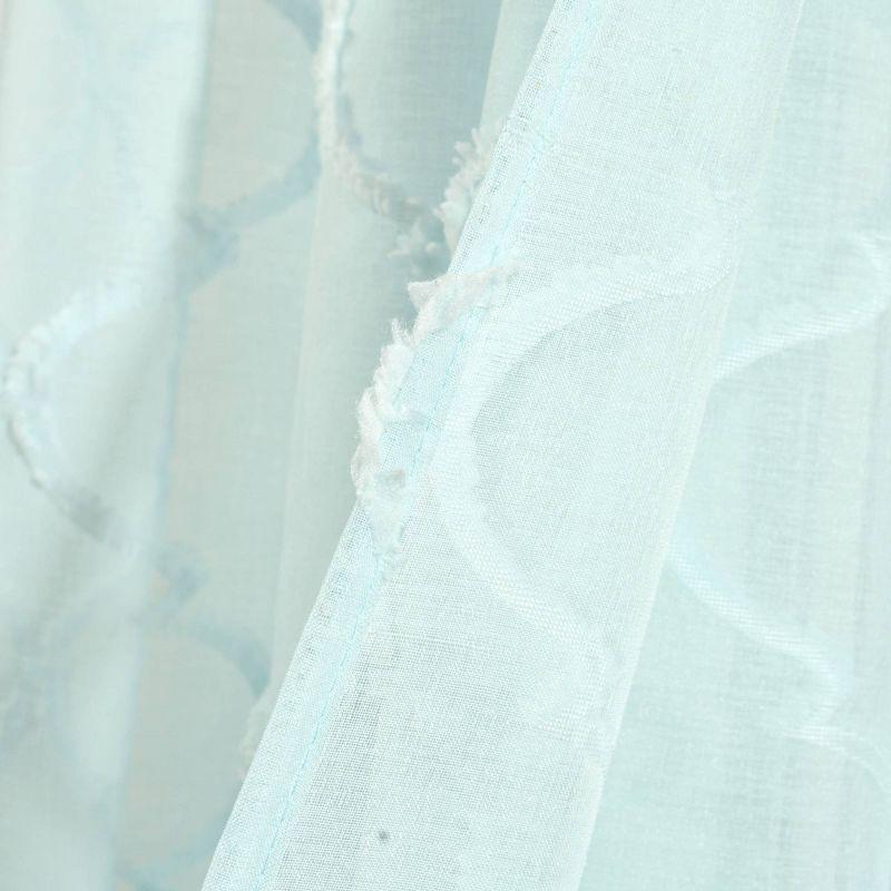 Set of 2 (84"x38") Avon Trellis Grommet Sheer Window Curtain Panels Blue - Lush Décor: Microfiber, Indoor Use
