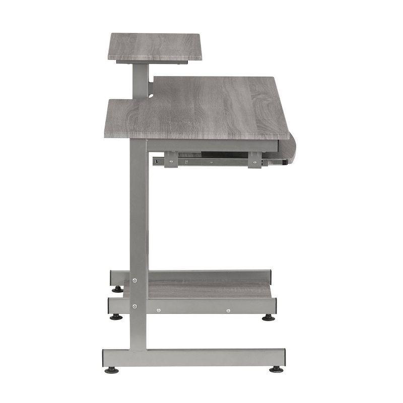 Complete Computer Workstation Desk Gray - Techni Mobili: With Drawer, Steel Frame, MDF Surface