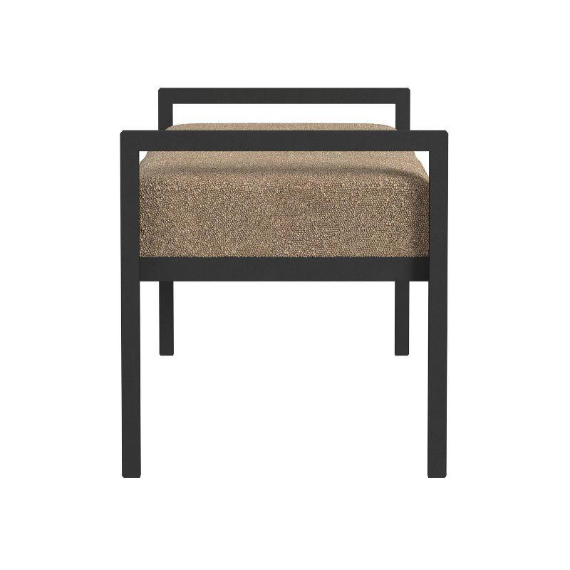 Modern Metal Faux Shearling Bench Brown - HomePop